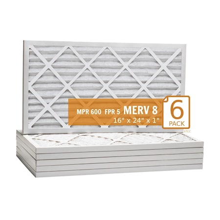 Purolator 16x24x1 Pleated Air Filter, MERV 8, 6 PK 16x24x1x1 KP (6 Pack)
